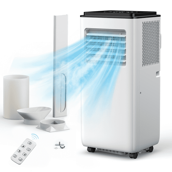 ELEKA 8000BTU Portable Air Conditioner with Remote Control,4-in-1 Standing Air Conditioner Up to 350 Sq.Ft. 24H Timer, Include Installation Kits