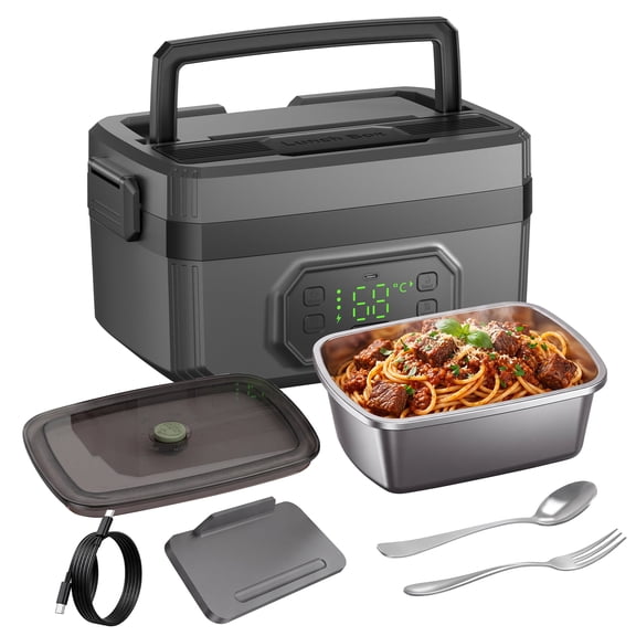 ELEKA Electric Lunch Box for Adults,Heated Lunch Box for Men with Scheduled Heating,1.2 Cups Capacity, with Removable Tray Divider, Dishwasher Safe, for Hot Meals Anywhere