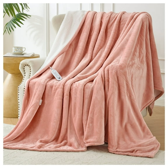ELEKA Heated Blanket Full Blanket,Fast Heating Electric Blanket, 8 Heating Levels,10 H Timer,Warm Gifts for Grandma,72" x 84",Pink