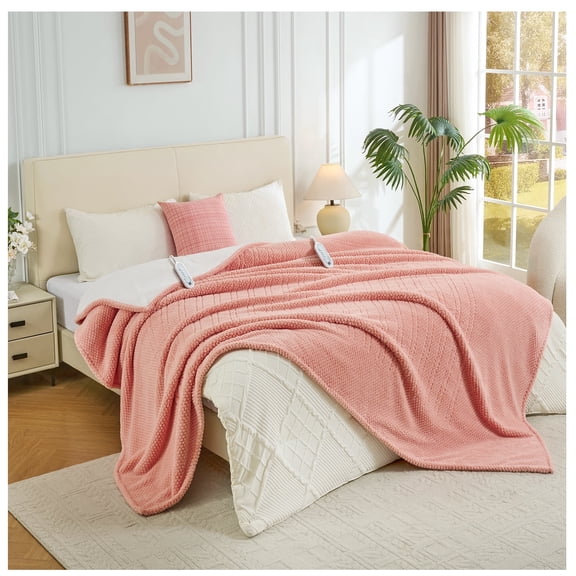 ELEKA Queen Size Heated Electric Blanket, 84" x 90" Fast Heating Sherpa Blanket with Dual Control, 8 Heating Levels & 10 Hours Auto Off, Machine Washable with ETL & FCC Certified, Green