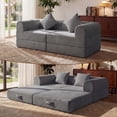 thumbnail image 1 of ELEKA74.8\" Modular Convertible Couch，Fold-Out Floor Sofa Bed Loveseat, All-Foam Futon Mattress Couch, Corduroy Sleeper Sofa for Living Room and Small Spaces, No Assembly Required, Grey, 1 of 11