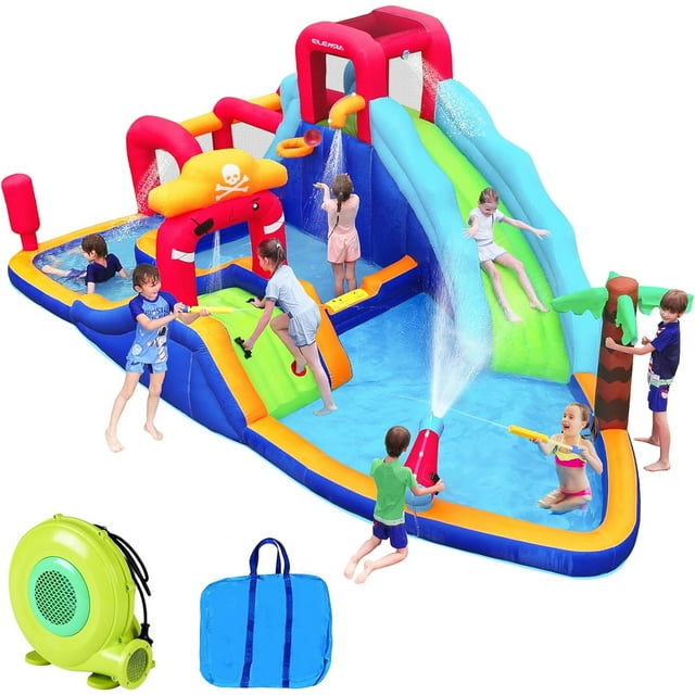 ELEMARA Inflatable Water Slide Bounce House, 10 in 1 Inflatable Water ...