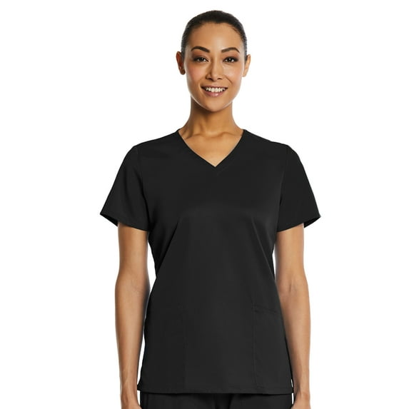 ELEMENTS BY ALEXANDERS UNIFORMS Women's EL9105 2-Pocket V-Neck Four Way Stretch Scrub Top Black Large