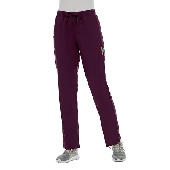 ELEMENTS BY ALEXANDERS UNIFORMS Women's EL9305 Half Elastic Waistband Four Way Stretch Scrub Pant Wine Large Petite