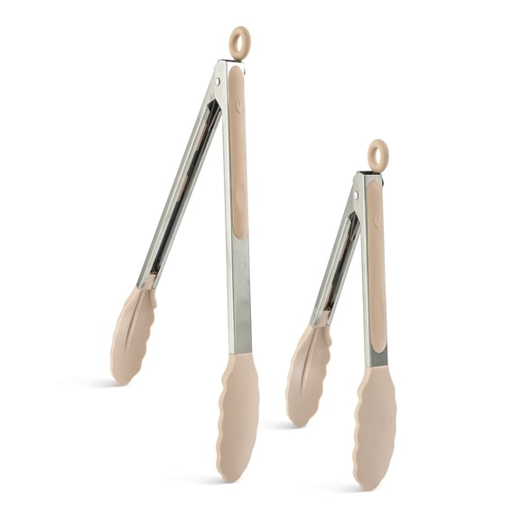 Elements by Thyme & Table Set of 2 Silicone Locking Tongs - Rose