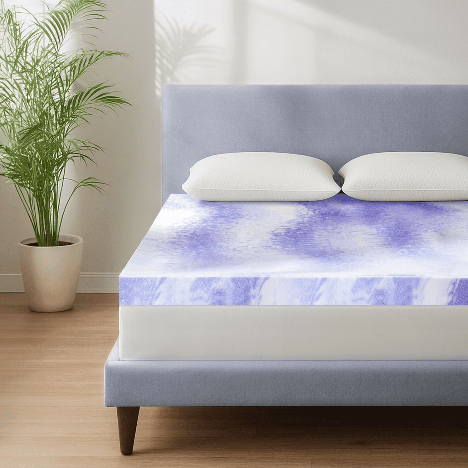 ELEMUSE 2 Inch Gel Memory Foam Mattress Topper Twin, Ventilated Soft Pressure Relieve Mattress Pad, Breathable Bed Topper, CertiPUR-US Certified