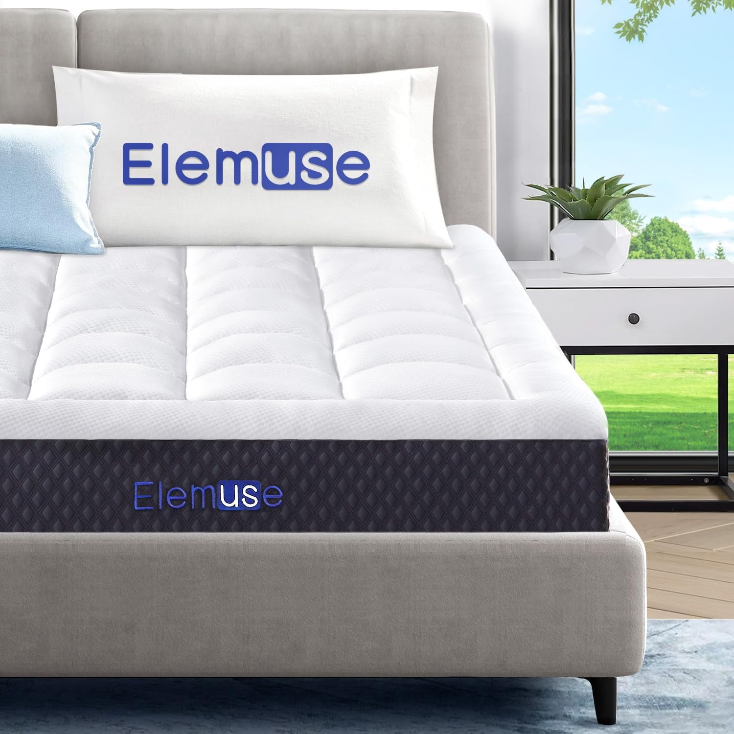 ELEMUSE 5 Inch Queen Mattress Cooling Gel Memory Foam Plus Pillowtop