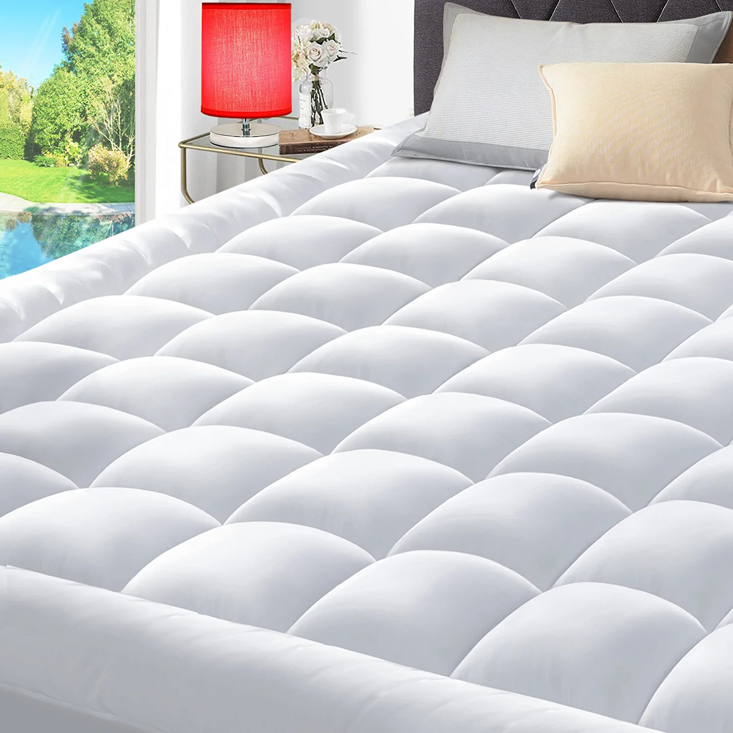 ELEMUSE Queen Size Quilted Mattress Pad Cover Topper Pillow Top