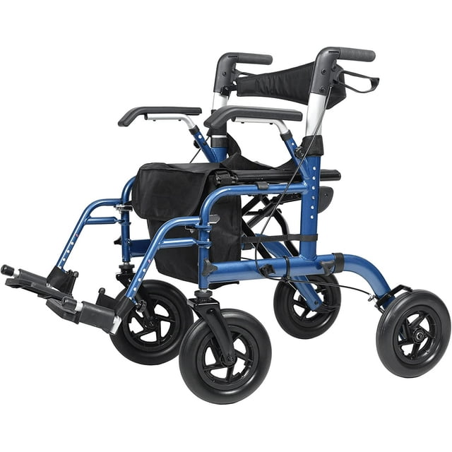 Free Shipping! ELENKER 2 in 1 AllTerrain Rollator Walker & Transport Chair, Folding Wheelchair