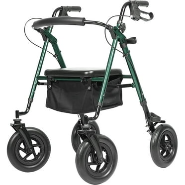 ELENKER All-Terrain Rollator Walker with 10” Rubber Wheels for Seniors, Green