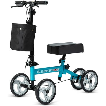 ELENKER Economy Knee Scooter, Steerable Knee Walker, Foldable Knee Scooters for Foot Injuries Best Crutches Alternative Blue, (Assembly Required)