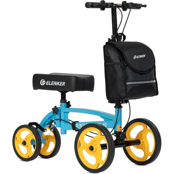 ELENKER Knee Scooter Steerable Knee Walker Crutch Alternative for Foot Injuries, Blue