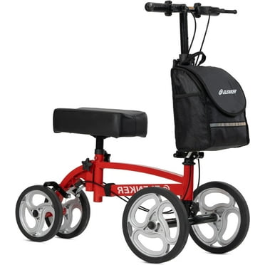 ELENKER Knee Scooter Steerable Knee Walker Crutch Alternative for Foot Injuries, Red