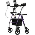 thumbnail image 1 of ELENKER Stand up Folding Rollator Walker, Aluminum Upright Rollator Walker with Seat and Backrest for Seniors, Purple, 1 of 6