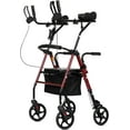 thumbnail image 1 of ELENKER Stand up Folding Rollator Walker, Aluminum Upright Rollator Walker with Sitting Seat and Backrest for Seniors, Red, 1 of 6