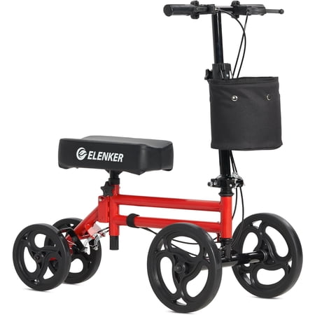 ELENKER Steerable Knee Scooter for Foot Injuries Ankles Surgery, Red