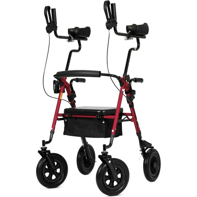 ELENKER Upright Rollator Walker, AllTerrain Stand up Rolling Walker