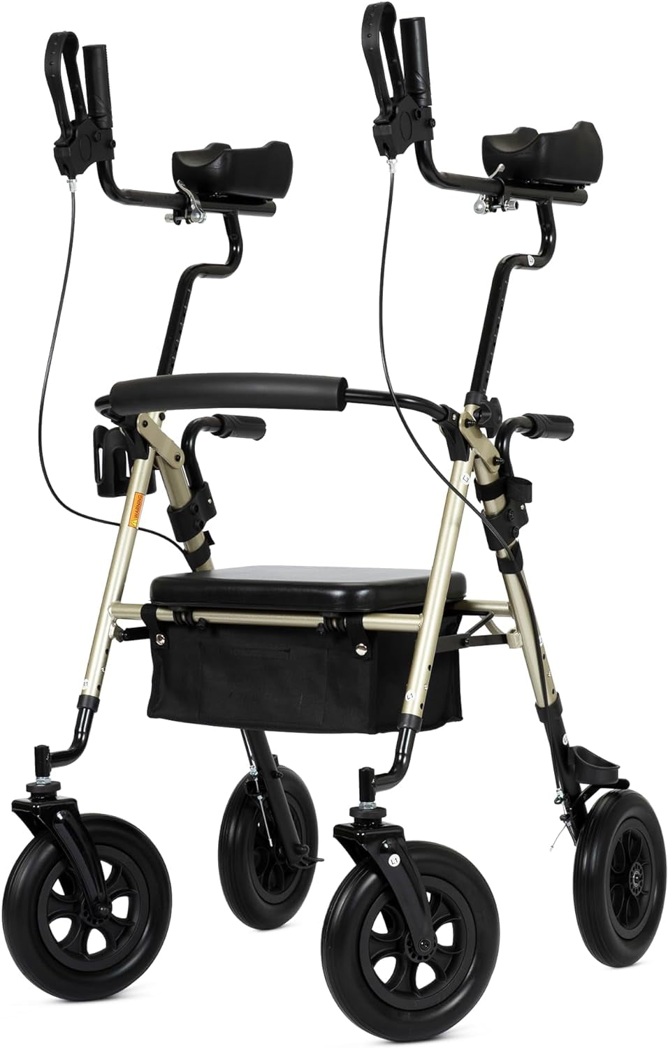 "ELENKER Upright Rollator Walker, Adult Tall Stand up Walker with Large 10"" PU Wheels and