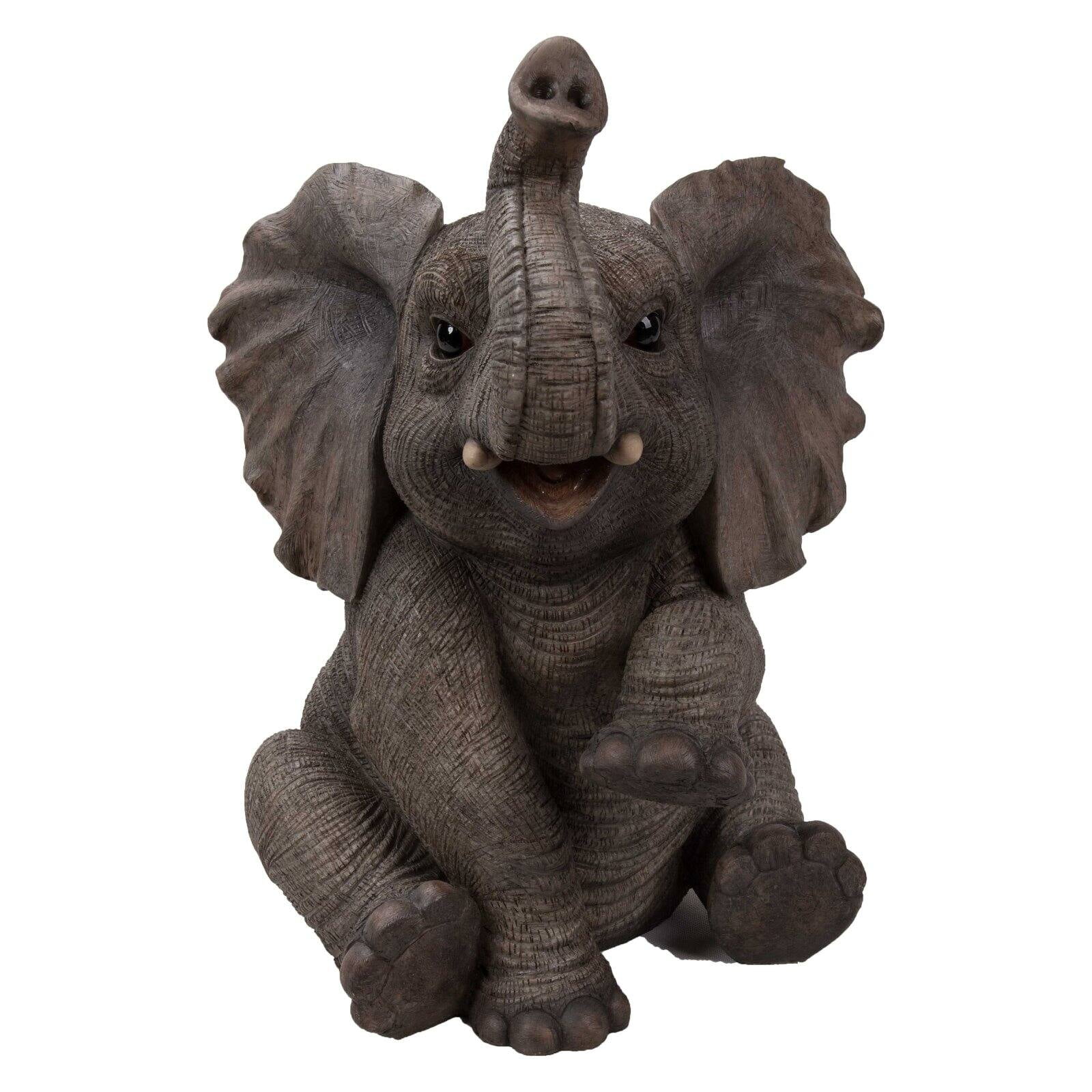 Gray Polyresin Sitting Elephant Baby Garden Statue