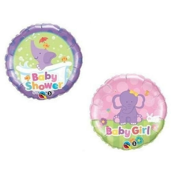 ELEPHANT Ellie Jungle Safari ZOO GIRL Baby Shower Party 2 18" Mylar Balloons Set