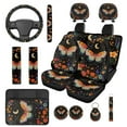 thumbnail image 1 of Pzuqiu Floral Butterfly Automobile Interior Sets Car Front Rear Seat Cover Steering Wheel Seat Belt Headrest Center Console Cushion Pad Keychain Coaster 14 Pcs Full Set Covers Fit Most Vehicles, 1 of 7