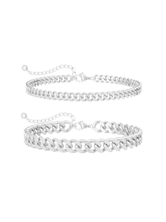 Chunky Ankle Bracelets for Women,Dainty Layered Waterproof Anklet for Women Adjustable Cuban Set Stackable Cute Summer Beach Jewelry Gift