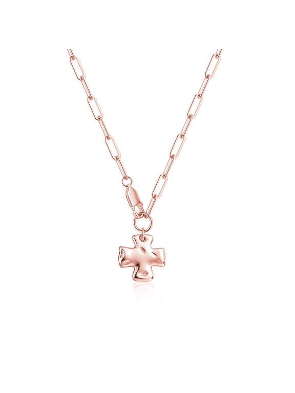 Cross Necklace for Women Trendy, Dainty Gold/Silver/Rose Gold Plated Paperclip Statement Necklace for Womens Chunky Big Cross Pendant Necklace Christmas Gold Jewelry for Womens Gifts
