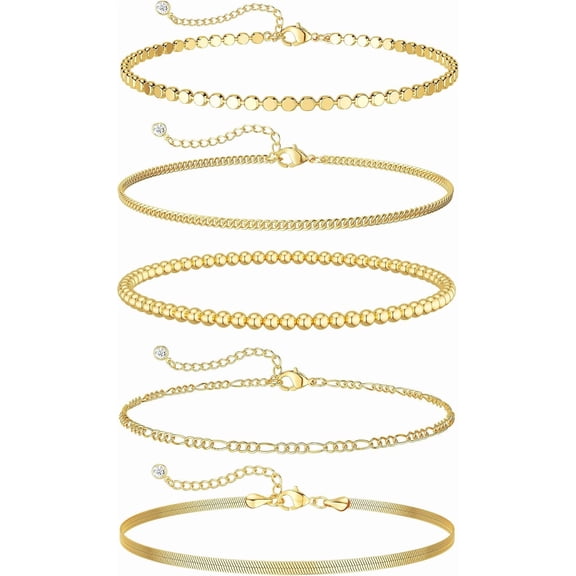 ELESMILO Gold Bracelets for Women Waterproof, 14K Gold Plated Stackable Jewelry Sets Non Tarnish Trendy Thin Dainty Cuban Link Paperclip Chain Bracelet Stack Fashion Accessories Gifts for Womens