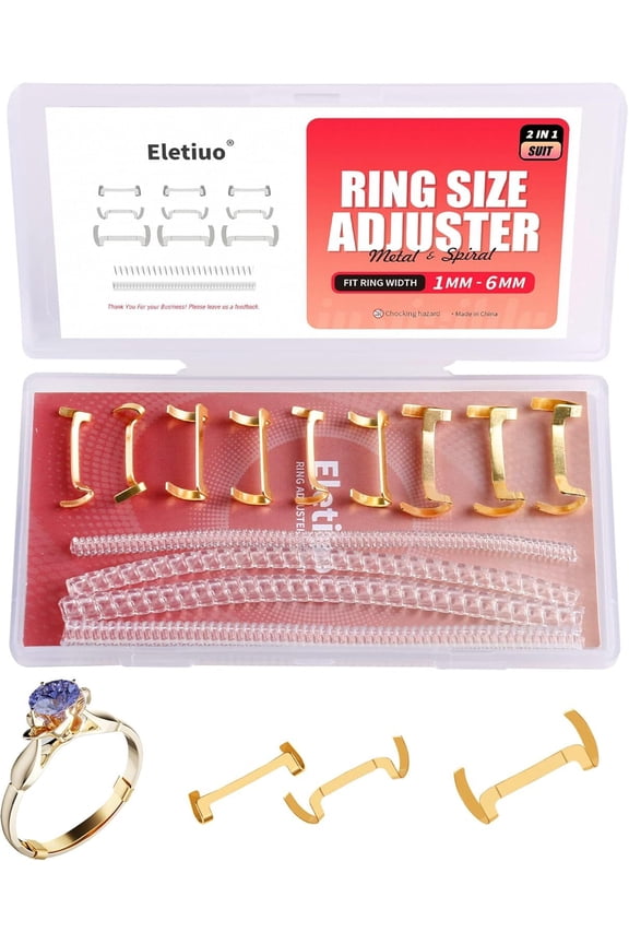 ELETIUO 13 Pack Filled Gold Metal Ring Guard with 4 Sizes Gilded+Transparent