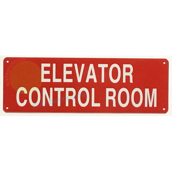 ELEVATOR CONTROL ROOM SIGN(4x12,RED,ALUMINUM) -ref19722
