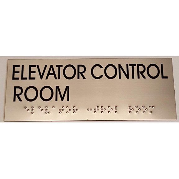 ELEVATOR CONTROL ROOM SIGN - BRAILLE-STAINLESS STEEL ( Heavy Duty-Commercial Use )