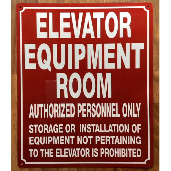 ELEVATOR EQUIPMENT ROOM SIGN (RED BACKROUND,REFLECTIVE, ALUMINIUM-RUST FREE, SIZE 10X12 INCH)