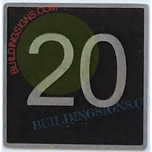 ELEVATOR FLOOR NUMBER 20 SIGN- ELEVATOR JAMB PLATE FLOOR 20 SIGN (BLACK BACKROUND ,CAST IRON ,4X4 INCH)-THE IRON MAN LINE(ref062022)
