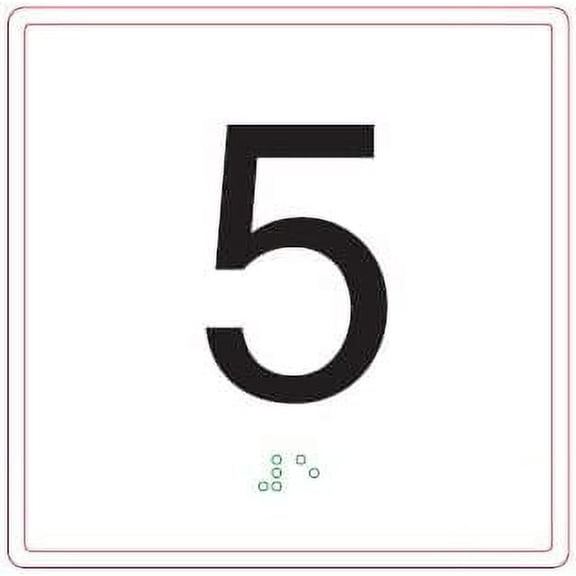 ELEVATOR FLOOR NUMBER 5 SIGN- ELEVATOR JAMB PLATE FLOOR 5 SIGN (WHITE BACKROUND ,CAST IRON ,4X4 INCH)-THE IRON MAN LINE(ref062022)