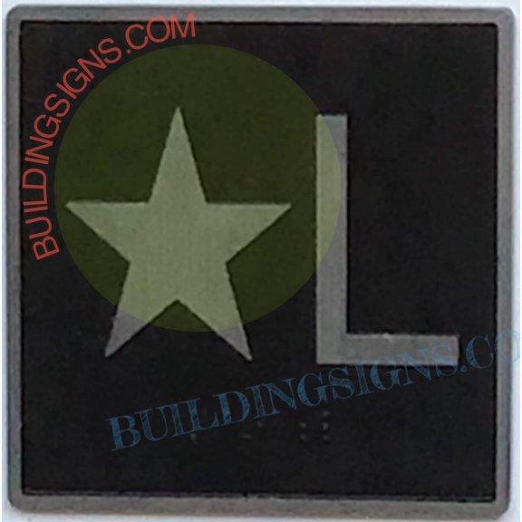 ELEVATOR FLOOR NUMBER STAR L SIGN- ELEVATOR JAMB PLATE FLOOR STAR L SIGN (BLACK BACKROUND ,CAST IRON ,4X4 INCH)-THE IRON MAN LINE(ref062022)
