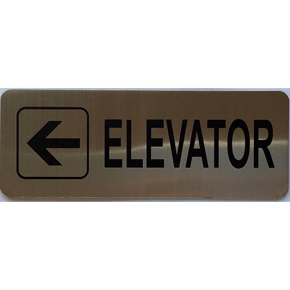 ELEVATOR LEFT ARROW SIGN (ALUMINIUM WITH DOUBLE SIDED TAPE,SILVER,SIZE 3 INCH) (LEFT ARROW)