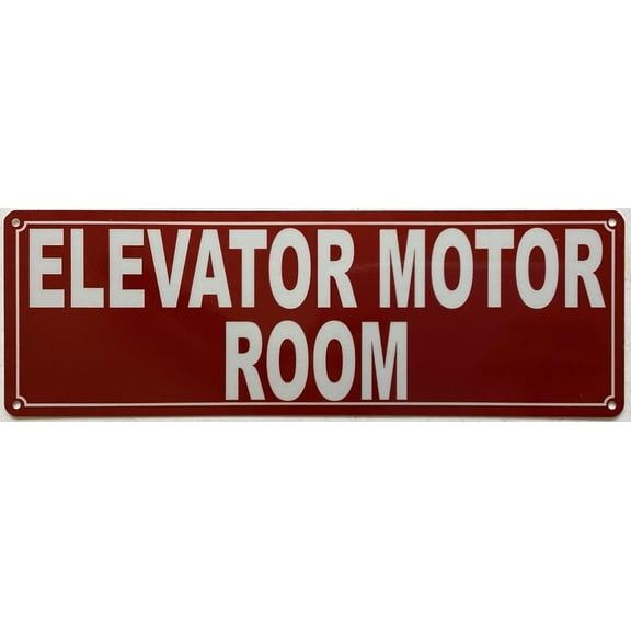 ELEVATOR MOTOR ROOM SIGN (RED,REFLECTIVE, ALUMINIUM, SIZE 4X12INCH, RUST FREE)