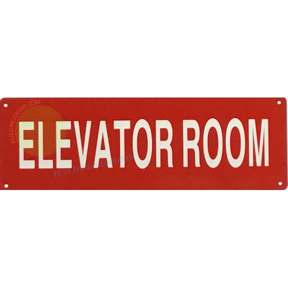ELEVATOR ROOM SIGN(4x12,RED,ALUMINUM) -ref19722