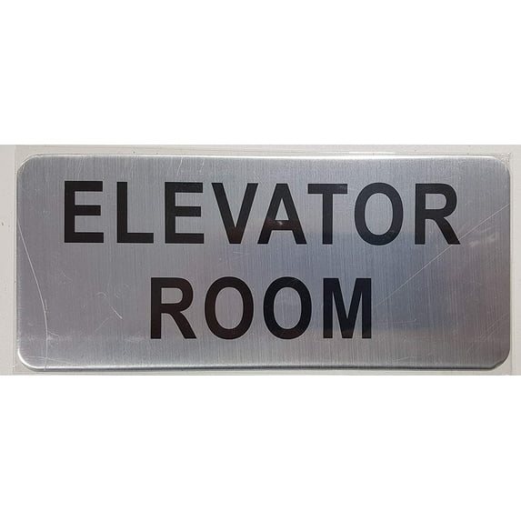 ELEVATOR ROOM SIGN (BRUSH ALUMINIUM, 3.5X8 )-The Mont argent line.