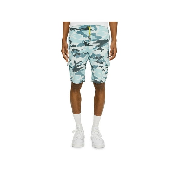 ELEVEN PARIS Mens Blue Camouflage Cotton Shorts L