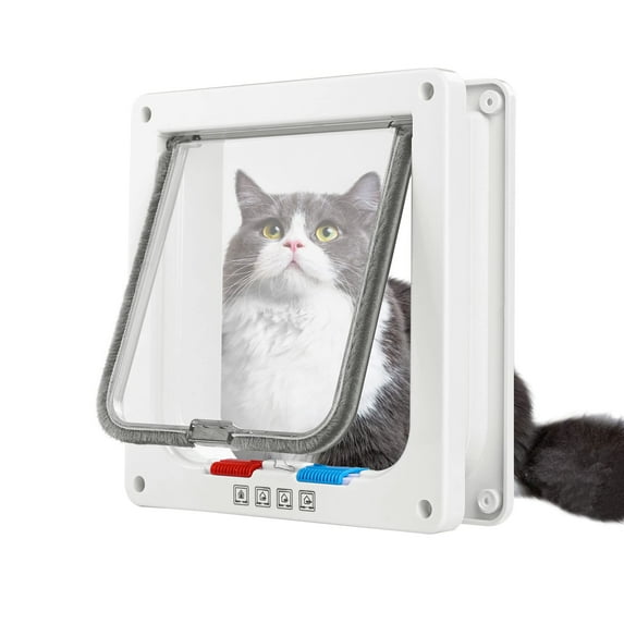 ELEVON Cat Door, Outer Size 9.84”x 9.21”x2.16”, 4 Way Locking Cat Flap Door for Interior Exterior Door, Weatherproof Pet Door for Cats &amp; Puppy with Circumference <17", Same Suitable for Window &amp; Wall