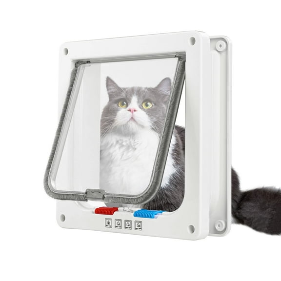 ELEVON Cat Door, Outer Size 9.84”x 9.21”x2.16”, 4 Way Locking Cat Flap Door for Interior Exterior Door, Weatherproof Pet Door for Cats & Puppy with Circumference <17", Same Suitable for Window & Wall
