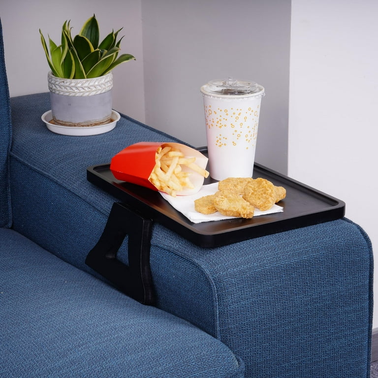 ELEVON Couch Arm Table Clip On Tray Sofa Table Portable Couch Armrest Table Stable Sofa Arm Tray for Small Spaces TV Table Side Tables for Eating