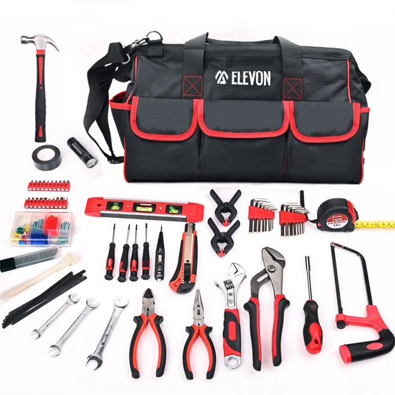 ELEVON Home Repair Tool Kit Socket Wrench General Home Auto Repair Tool Combination Package Mixed Tool Set Hand Tool Kit with Toolbox Storage Case 215 Piece C94