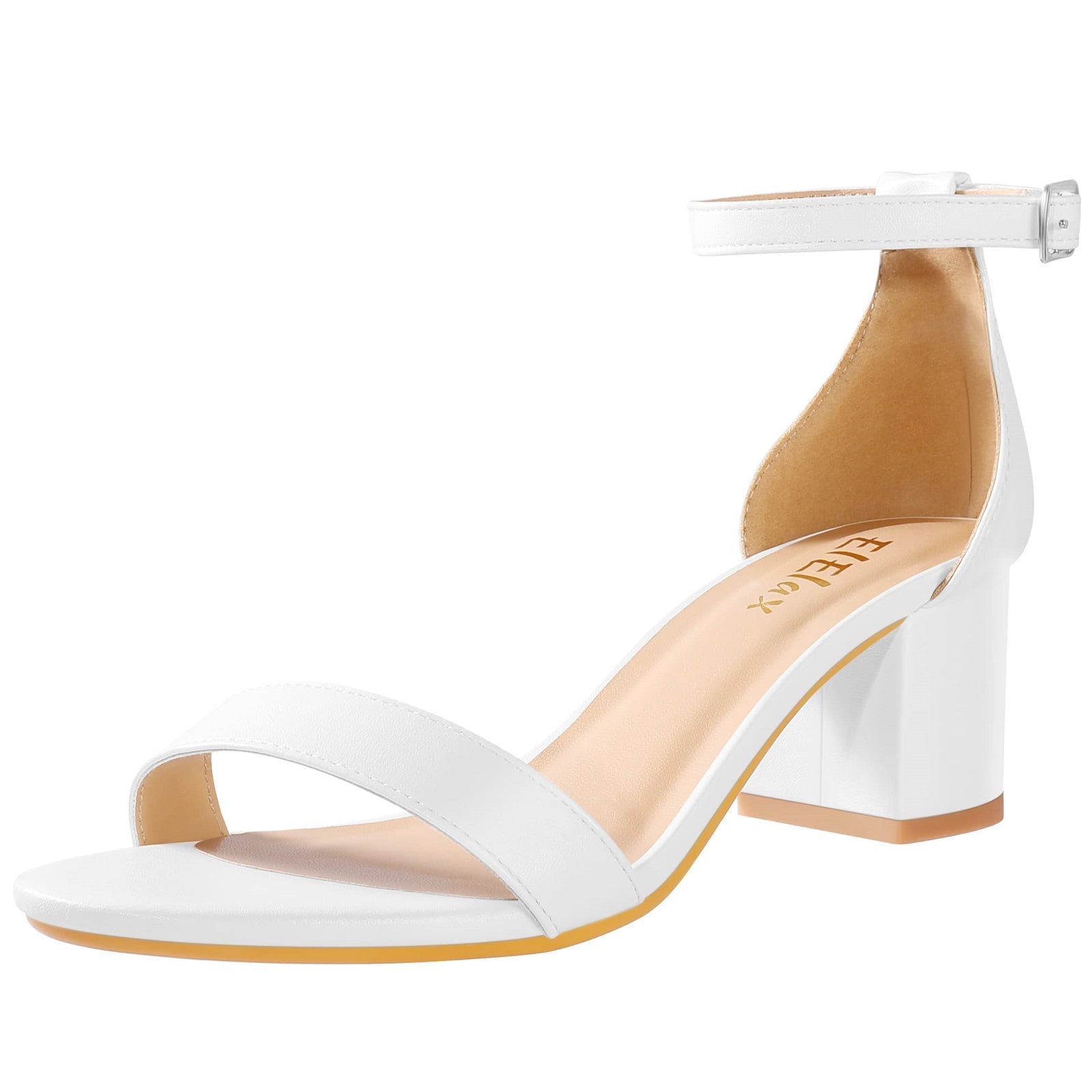 ELElax Heels for Women Open Toe Ankle Strap Chunky Heel Sandals