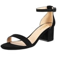 thumbnail image 1 of ELElax Heels for Women Open Toe Ankle Strap Chunky Heel Sandals 2.25 Inch Suede Low Heeled Sandal Casual Party Wedding Event Summer Shoes，Black,Size 6.5, 1 of 6