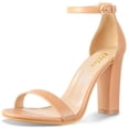 thumbnail image 1 of ELElax Nude Heels for Women Open Toe Ankle Strap High Heel Sandals 4 Inches Tall High Heels Sandal for Wedding, Party, Prom,Summer Sandals, Apricot, Size 7, 1 of 7