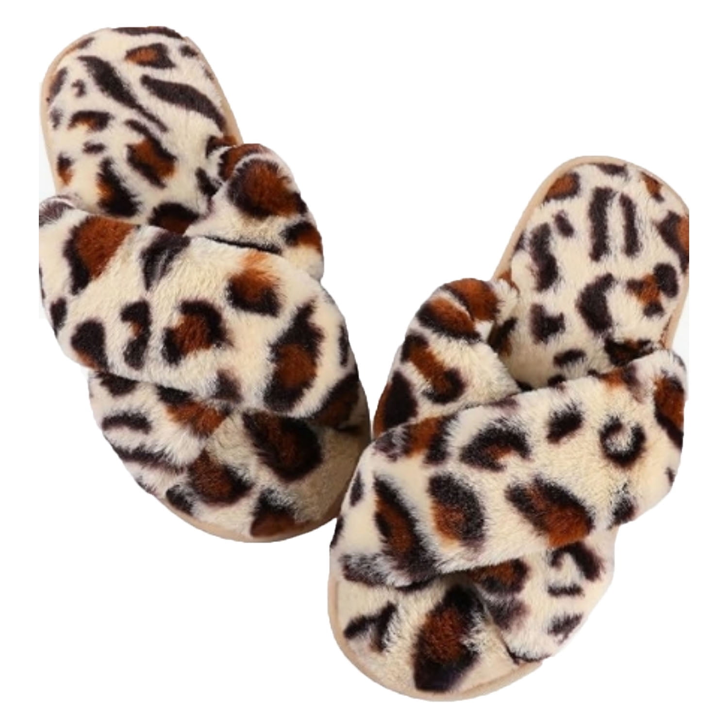 ESSEX GLAM Women's Faux Fur Peep Toe Slippers - Comfy Indoor/Outdoor Slide Sizes UK 3-8