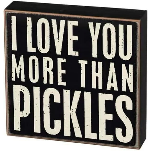 ELEtina Retro Wooden Signs/I Love You More Than Pickles Sign for Men Women,Wall Decor for Bars,Restaurants,Cafes Pubs Wooden Table 6x6 INCH