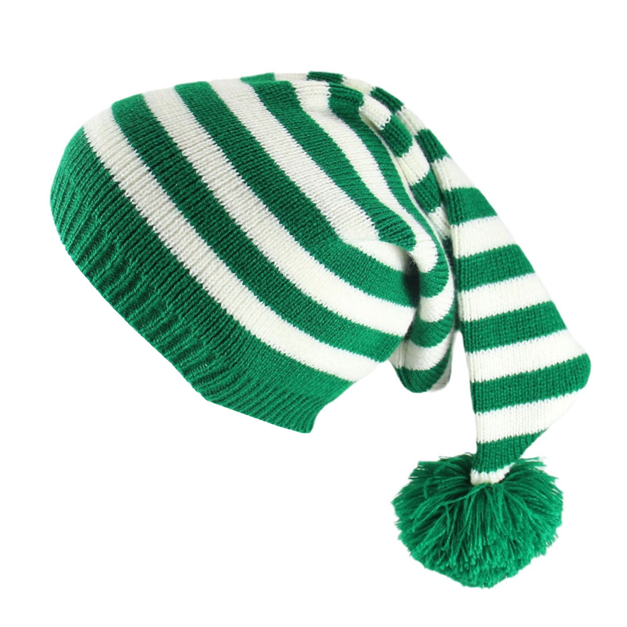 ELF Adult Christmas Santa Hats Knitted Striped Beanie Soft Warm Winter